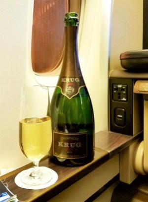 Krug champagne for a pre-departure beverage
